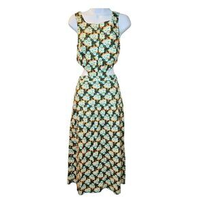 Topshop US 6 Daisy Floral Cutout Maxi Dress Black/Green – NWT